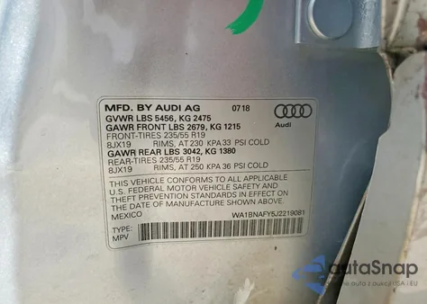 2018 Audi Q5 Premium Plus from USA, damaged, VIN WA1BNAFY5J2219081